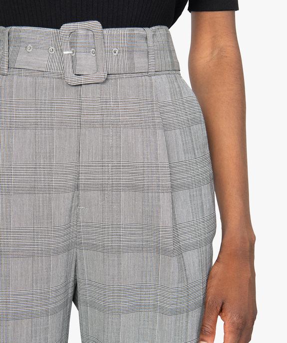Pantalon femme à motif Prince de Galles taille haute vue2 - GEMO(FEMME PAP) - GEMO