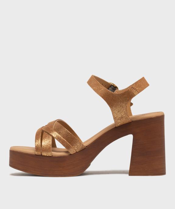 Sandales à talon et semelle plateforme en cuir femme vue3 - TANEO - GEMO