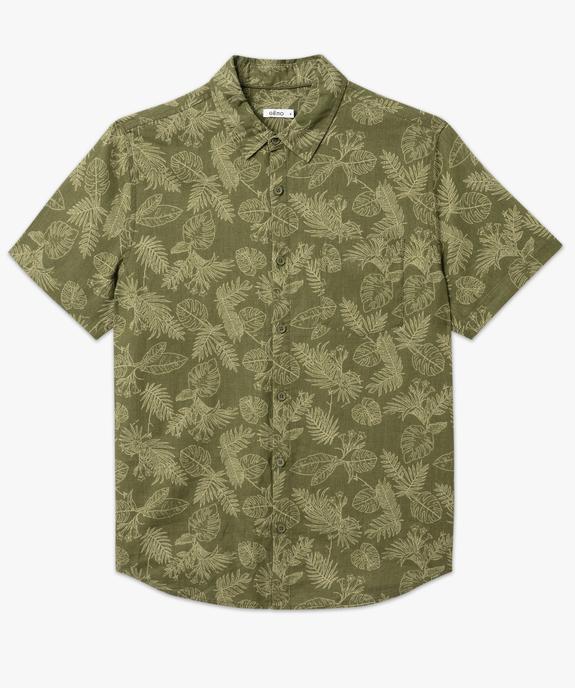 Chemise à manches courtes imprimée à motif feuillage en lin et coton homme vue4 - GEMO 4G HOMME - GEMO