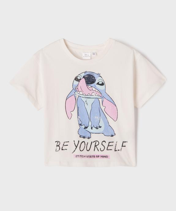 Tee-shirt manches courtes motif Stitch fille - Disney vue1 - LILO & STITCH - GEMO