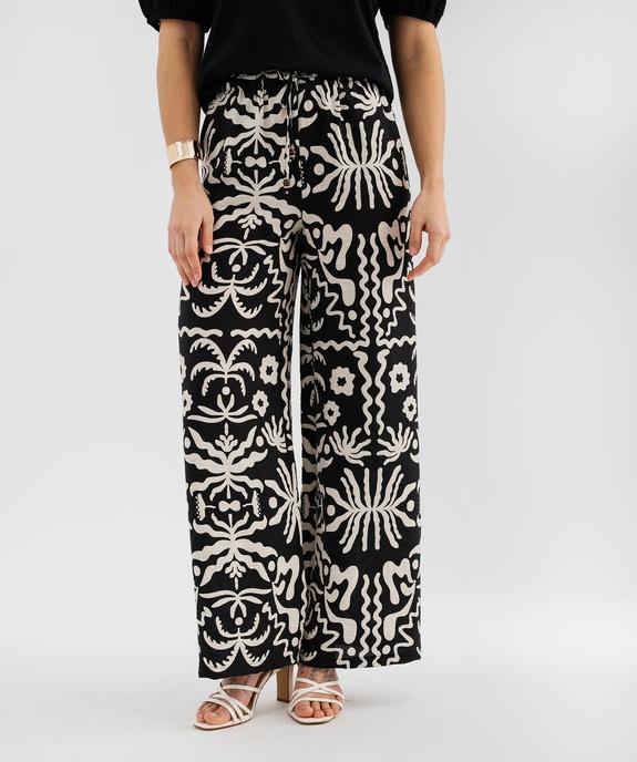Pantalon large et fluide imprimé femme vue1 - GEMO 4G FEMME - GEMO