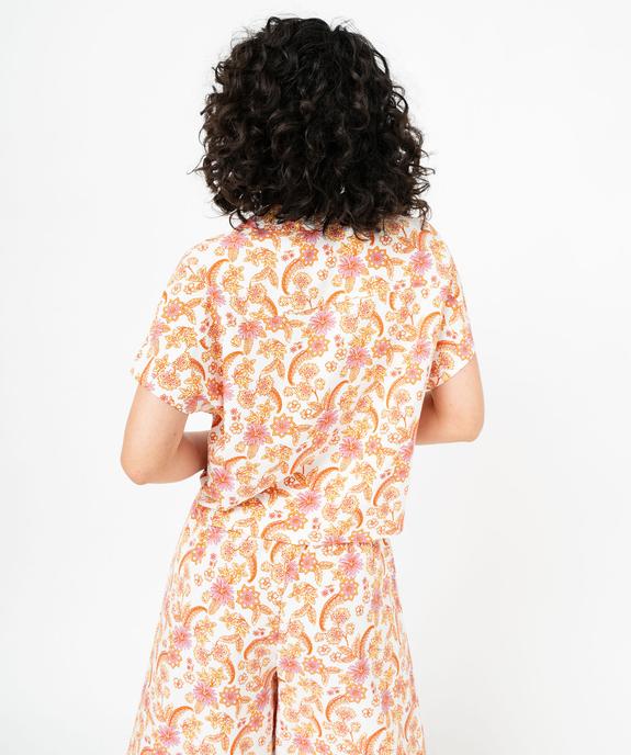 Haut de pyjama à manches courtes imprimé femme vue3 - GEMO 4G FEMME - GEMO