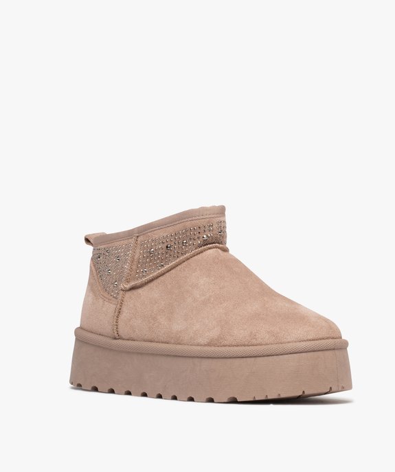 Boots fourrés avec strass et semelle plateforme femme - Claudia Ghizzani vue2 - SANS MARQUE - GEMO