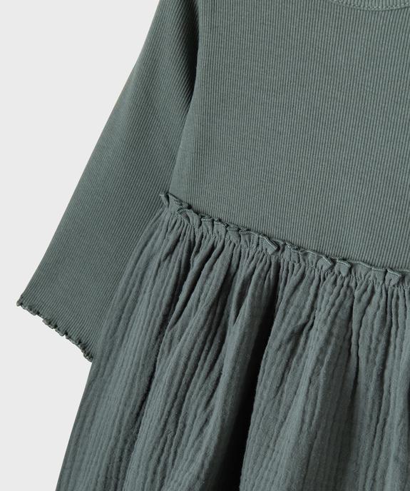 Robe manches longues bimatière bébé fille vue2 - GEMO 4G BEBE - GEMO