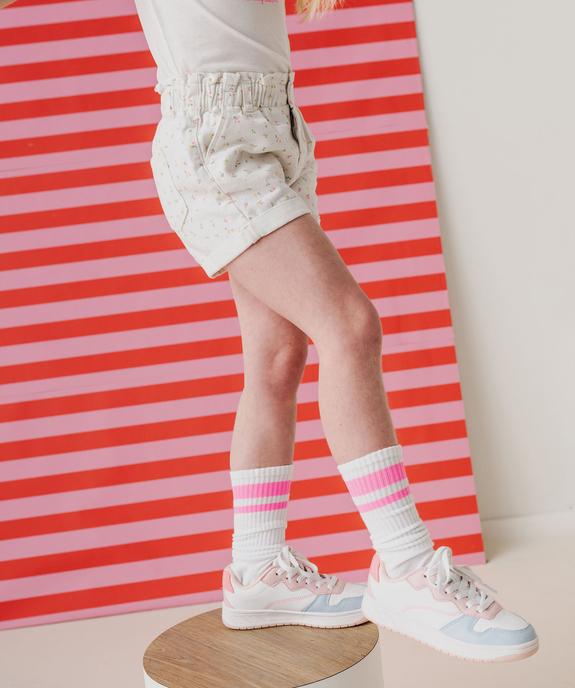 Short en toile de coton imprimée avec taille paperbag fille vue9 - GEMO (ENFANT) - GEMO