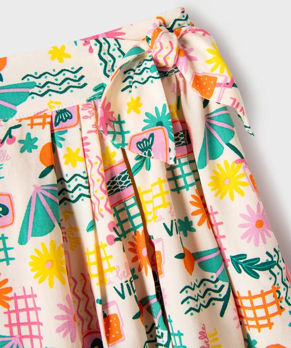 Jupe courte à pan portefeuille fluide et imprimée fille vue2 - GEMO (ENFANT) - GEMO