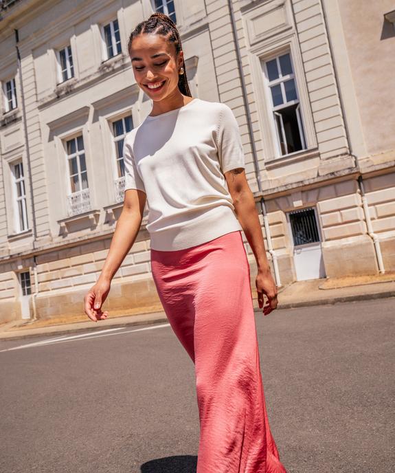 Pull à manches courtes en maille fine femme vue1 - GEMO 4G FEMME - GEMO