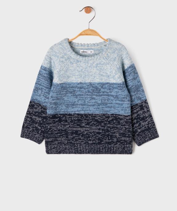 Pull en maille tricolore bébé garçon vue1 - GEMO(BEBE DEBT) - GEMO