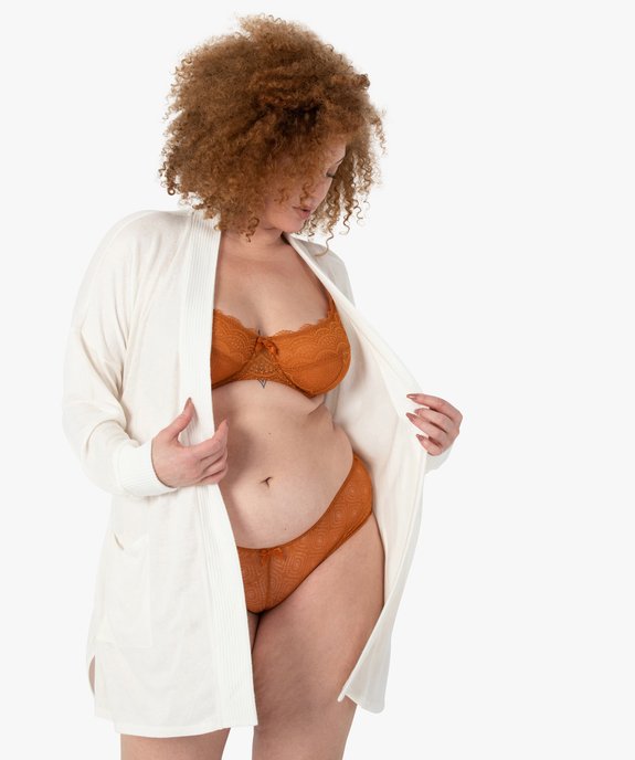 Veste d'intérieur femme grande taille en maille douce avec ceinture à nouer vue1 - GEMO(HOMWR FEM) - GEMO