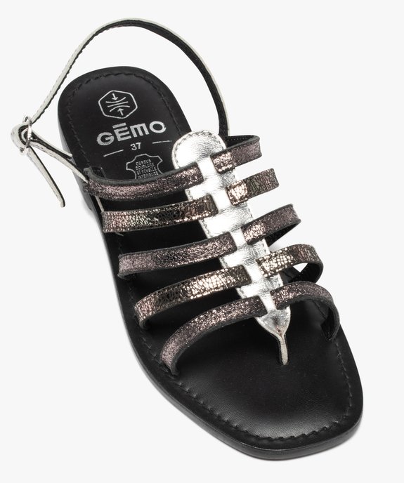 Sandales femme à brides style spartiates dessus cuir brillant vue5 - GEMO (CASUAL) - GEMO