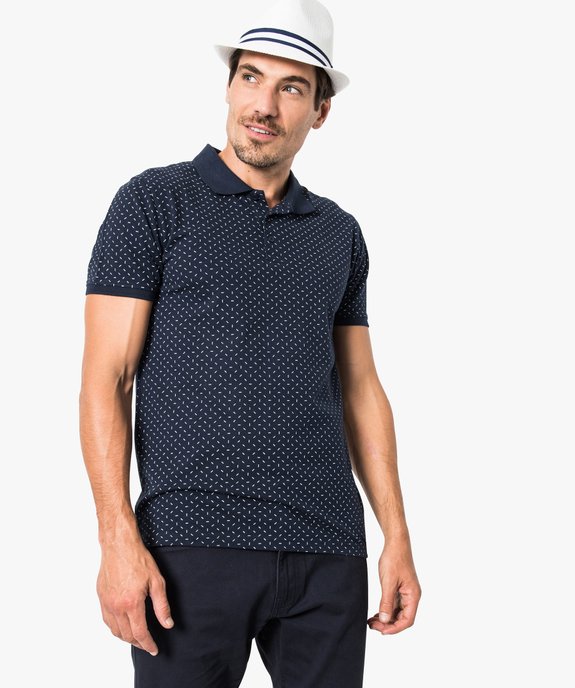 Polo homme à manches courtes avec petits motifs vue1 - GEMO (HOMME) - GEMO