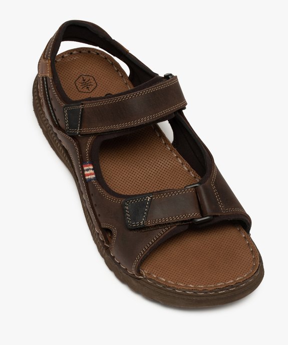 Sandales sport homme à brides scratch et dessus cuir vue5 - GEMO (CASUAL) - GEMO