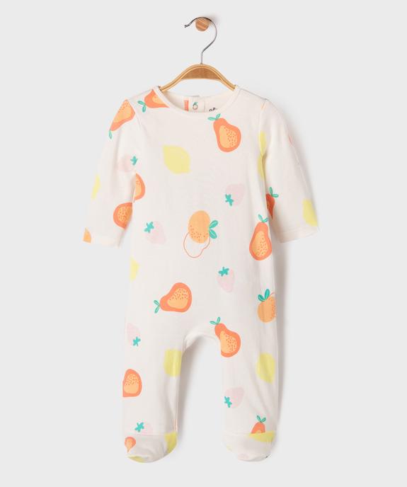 Pyjama dors-bien en coton à motifs fruits bébé fille vue1 - GEMO 4G BEBE - GEMO