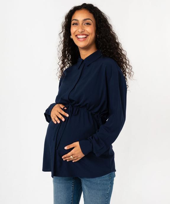 Chemise de grossesse unie avec liens à nouer vue1 - GEMO 4G MATERN - GEMO