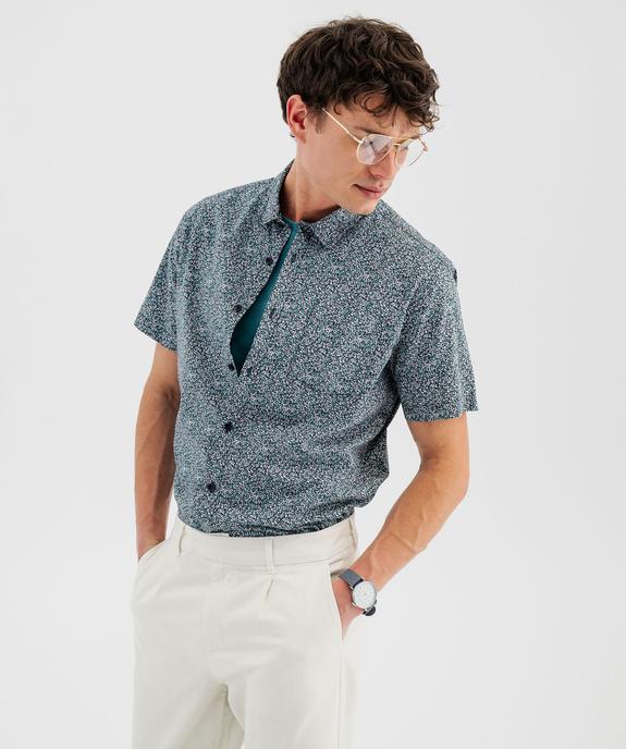 Chemise manches courtes en coton imprimé homme vue1 - GEMO 4G HOMME - GEMO