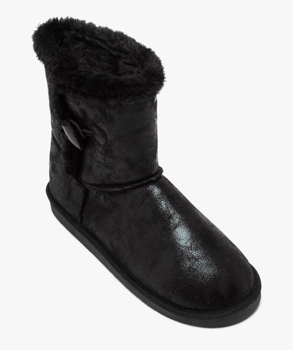 Boots fourrées femme à talon plat unies à détails brillants vue5 - GEMO (CASUAL) - GEMO