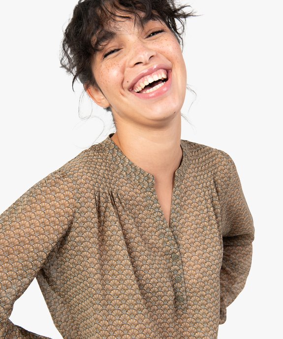 Blouse femme imprimée en voile vue2 - GEMO(FEMME PAP) - GEMO