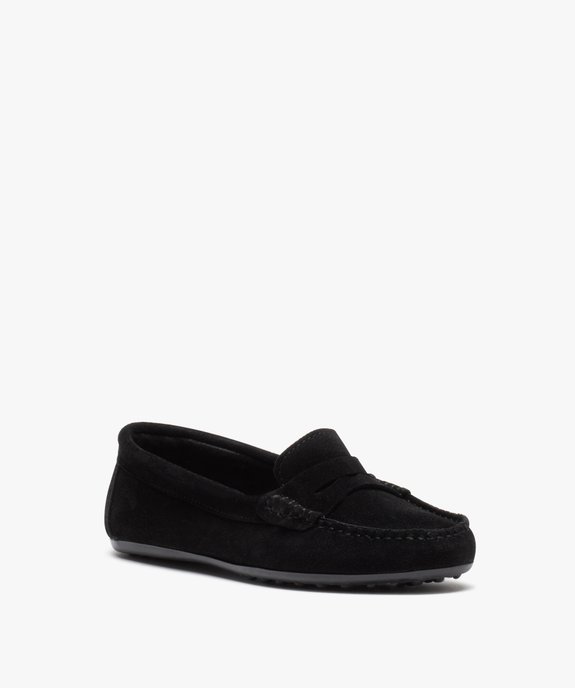 Mocassins femme confort unis en cuir velours  vue3 - GEMO (CASUAL) - GEMO