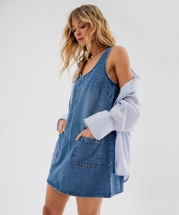 Robe en jean forme chasuble femme vue4 - GEMO(FEMME PAP) - GEMO