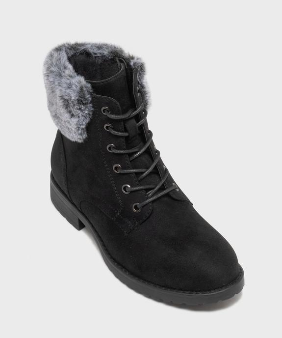 Boots fourrées à lacets, semelle crantée et col fantaisie femme vue6 - VALENTINA BALDA - GEMO