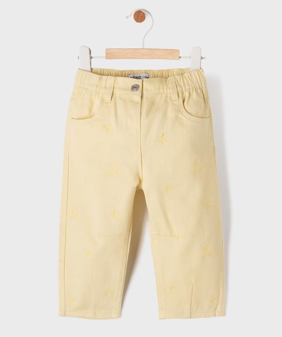 Jean coloré avec motifs brodés bébé fille vue1 - GEMO(BEBE DEBT) - GEMO