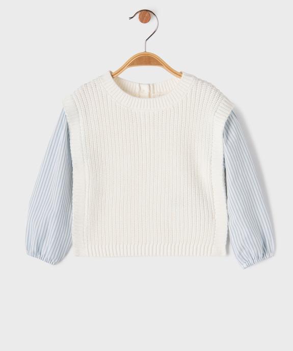 Pull avec manches chemise 2 en 1 bébé fille vue1 - GEMO 4G BEBE - GEMO