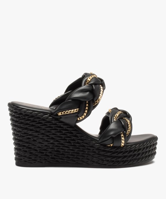 Mules femme compensées à brides tressées vue1 - GEMO(URBAIN) - GEMO
