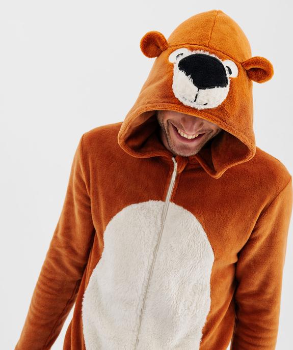 Combinaison pyjama à capuche en maille  motif ours homme vue1 - GEMO(HOMWR HOM) - GEMO
