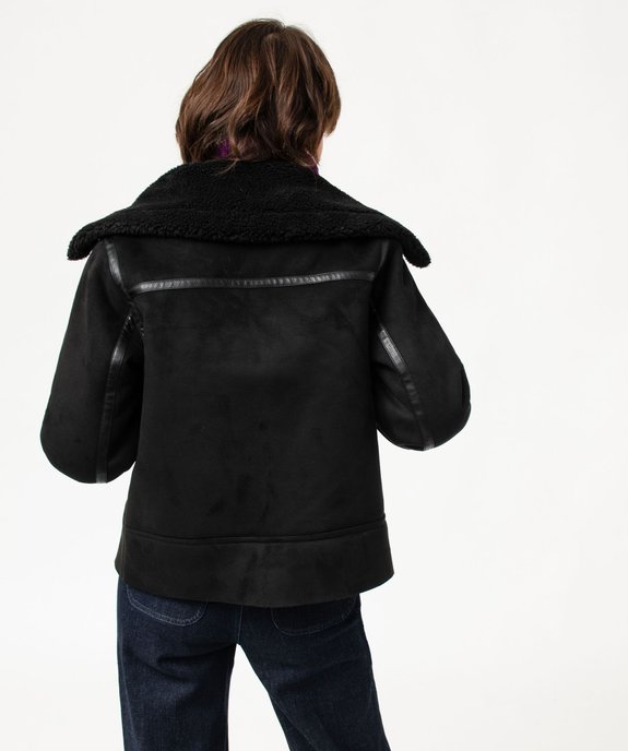 Veste aviateur en suédine doublée sherpa vue3 - GEMO(FEMME PAP) - GEMO