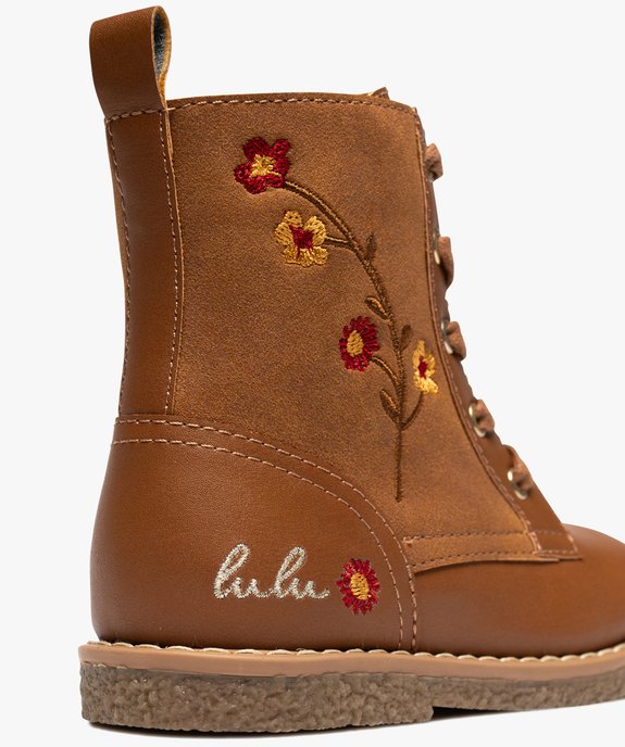 Bottines fille à zip et à lacets fleurs fantaisie - LuluCastagnette vue6 - LULU CASTAGNETT - GEMO