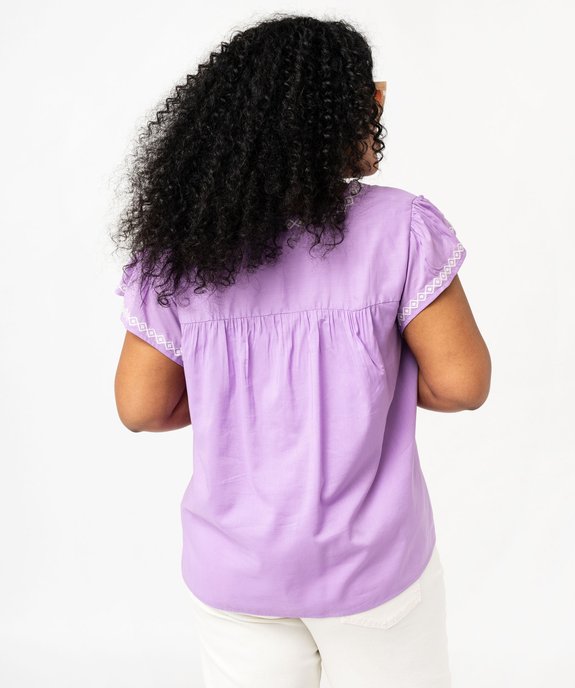 Blouse grande taille à manches courtes et broderies ethniques femme vue3 - GEMO (G TAILLE) - GEMO
