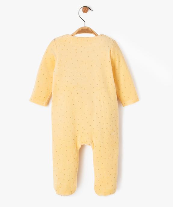 Pyjama en velours à motifs pois et inscription pailletée bébé fille vue3 - GEMO 4G BEBE - GEMO