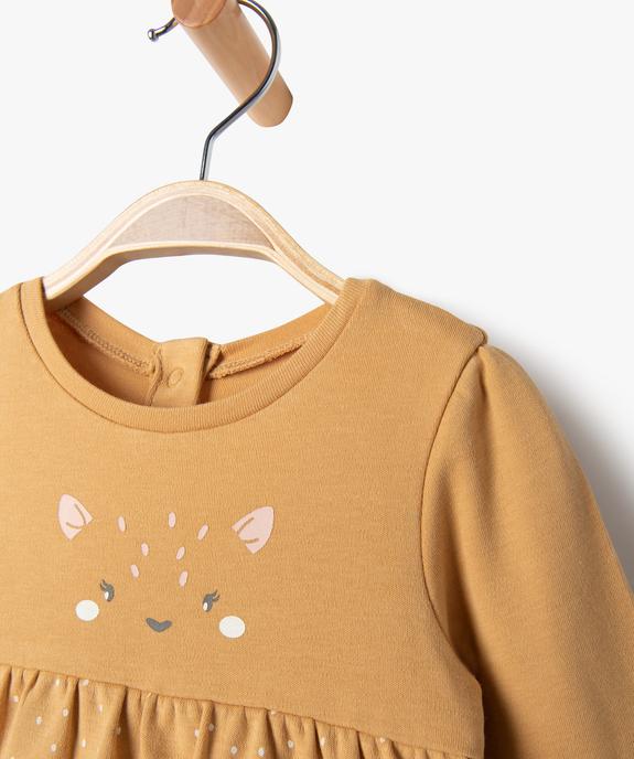 Robe manches longues en maille jersey avec body intégré bébé fille vue2 - GEMO(BB COUCHE) - GEMO