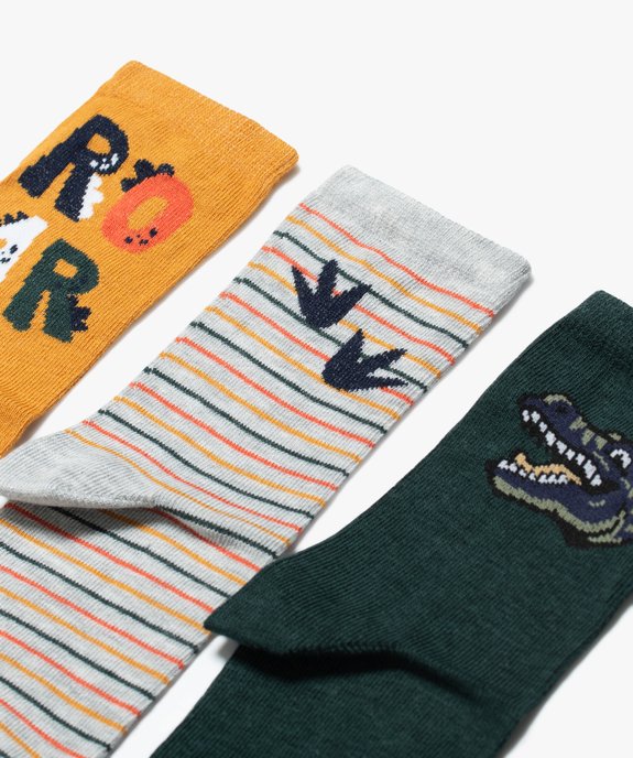 Chaussettes tige haute imprimées dinosaures garçon  (lot de 3) vue2 - GEMO (ENFANT) - GEMO