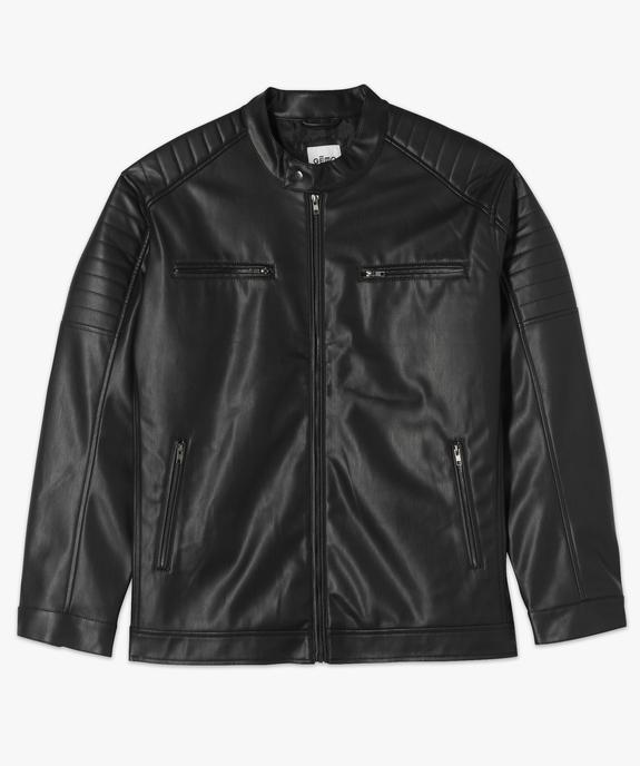 Blouson homme grande taille look biker avec surpiqûres aux épaules vue4 - GEMO (G TAILLE) - GEMO