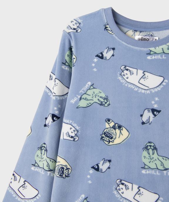 Pyjama en velours extensible à motifs animaux garçon vue2 - GEMO (ENFANT) - GEMO