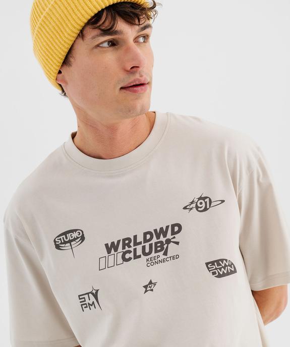 Tee-shirt manches courtes oversize à motif urbain homme vue2 - GEMO 4G HOMME - GEMO