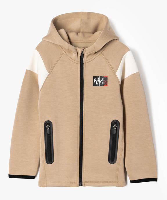 Sweat zippé à capuche en maille stretch garçon vue2 - GEMO (ENFANT) - GEMO