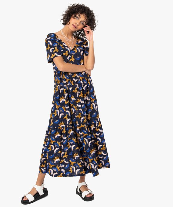 Robe femme à manches courtes avec motifs fleuris vue1 - GEMO(FEMME PAP) - GEMO