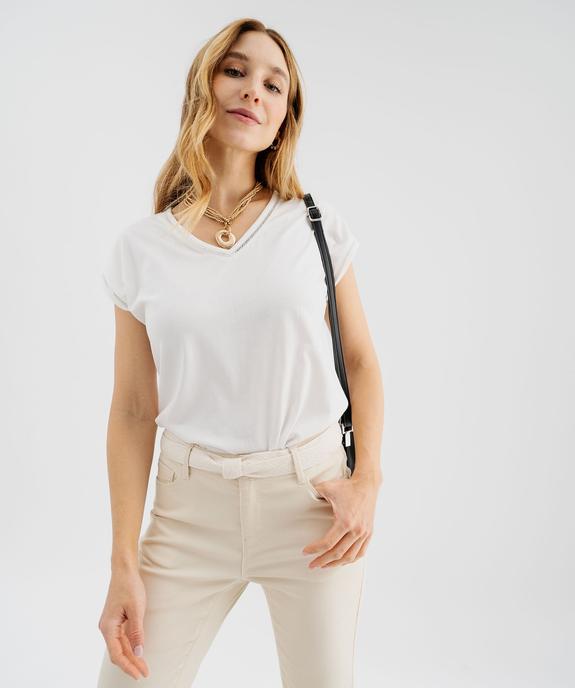 Tee-shirt à manches courtes avec finitions scintillantes femme vue6 - GEMO 4G FEMME - GEMO
