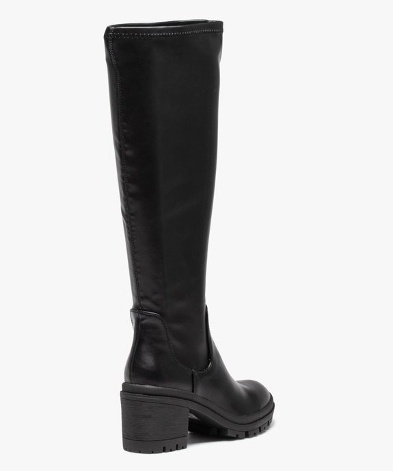 Bottes femme unies à talon carré et semelle crantée col stretch vue4 - GEMO(URBAIN) - GEMO