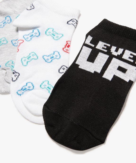 Chaussettes garçon ultra courtes avec motifs jeu vidéo (lot de 3) vue2 - GEMO (ENFANT) - GEMO
