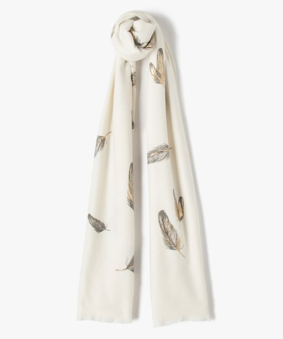 Écharpe femme longue et douce imprimée plumes brillantes vue1 - GEMO (ACCESS) - GEMO