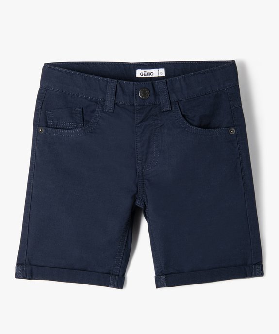 Bermuda garçon en coton twill uni à revers vue1 - GEMO 4G GARCON - GEMO