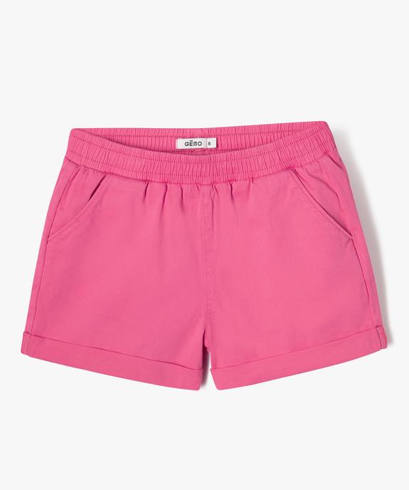 Short ample avec taille élastique en coton stretch fille vue1 - GEMO (ENFANT) - GEMO