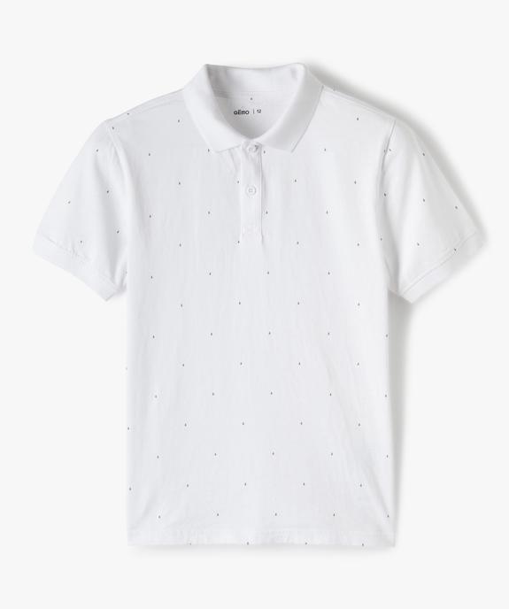 Polo garçon à manches courtes à micro-motifs vue1 - GEMO (JUNIOR) - GEMO