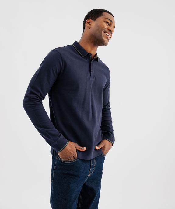 Polo à manches longues en maille fantaisie homme vue2 - GEMO 4G HOMME - GEMO