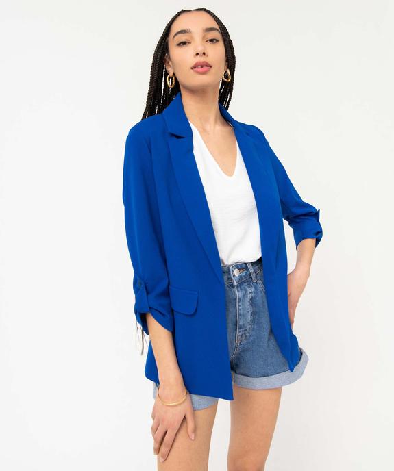 Veste droite en maille stretch manches 3/4 unie femme vue2 - GEMO(FEMME PAP) - GEMO