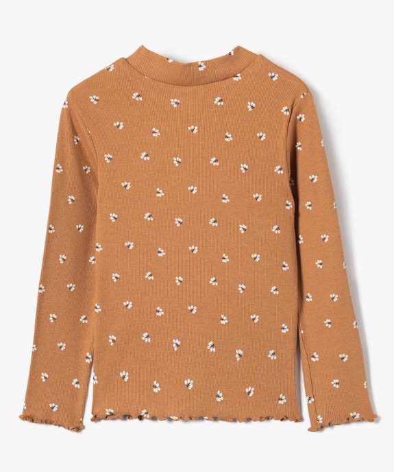 Tee-shirt fille à manches longues et col cheminé motif fleuri vue3 - GEMO (ENFANT) - GEMO