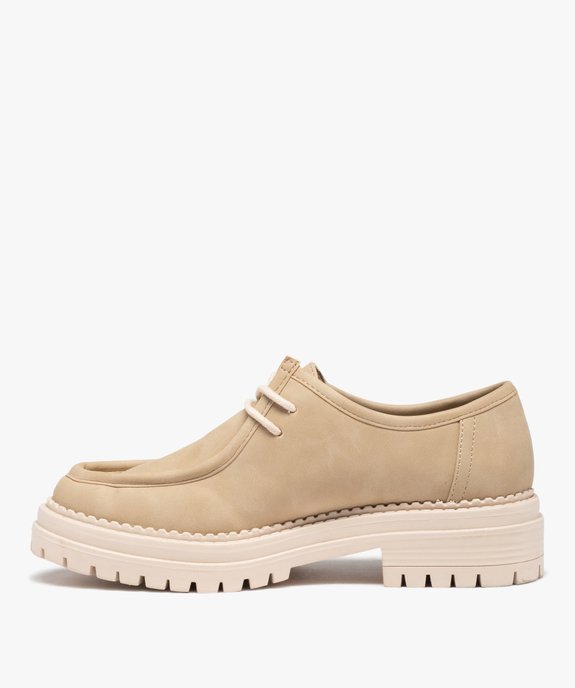 Derbies femme unis à lacets et semelle crantée vue3 - GEMO (CASUAL) - GEMO